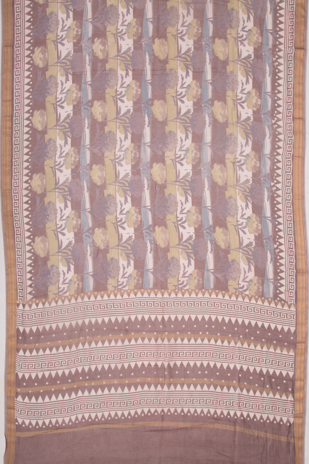 Chanderi Silk Batik Printed Brown Saree