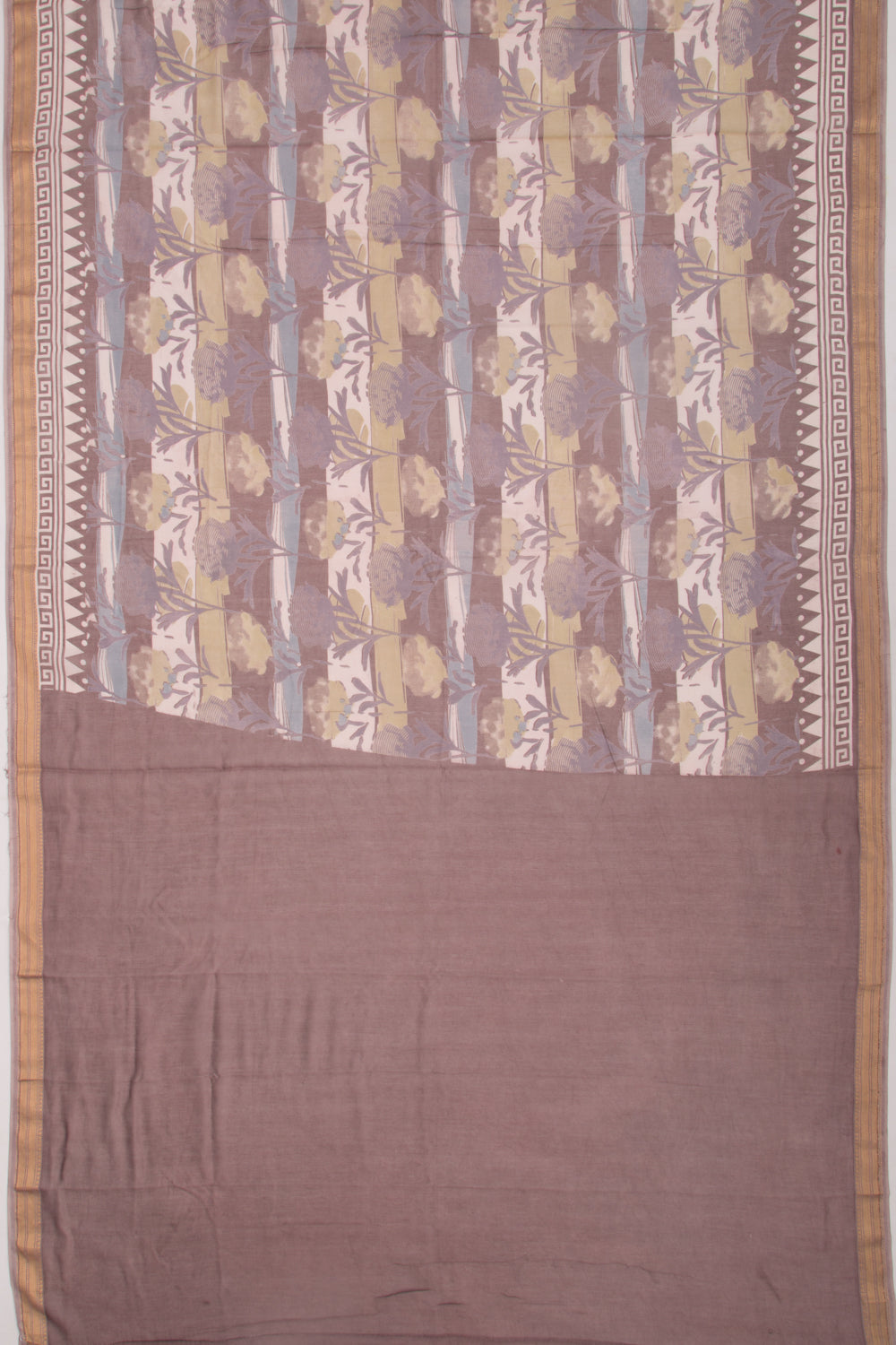 Chanderi Silk Batik Printed Brown Saree