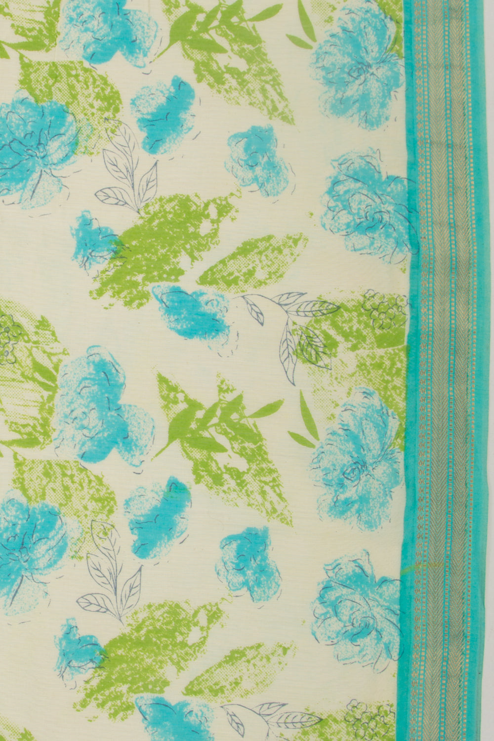 Chanderi Silk Batik Printed Green Saree