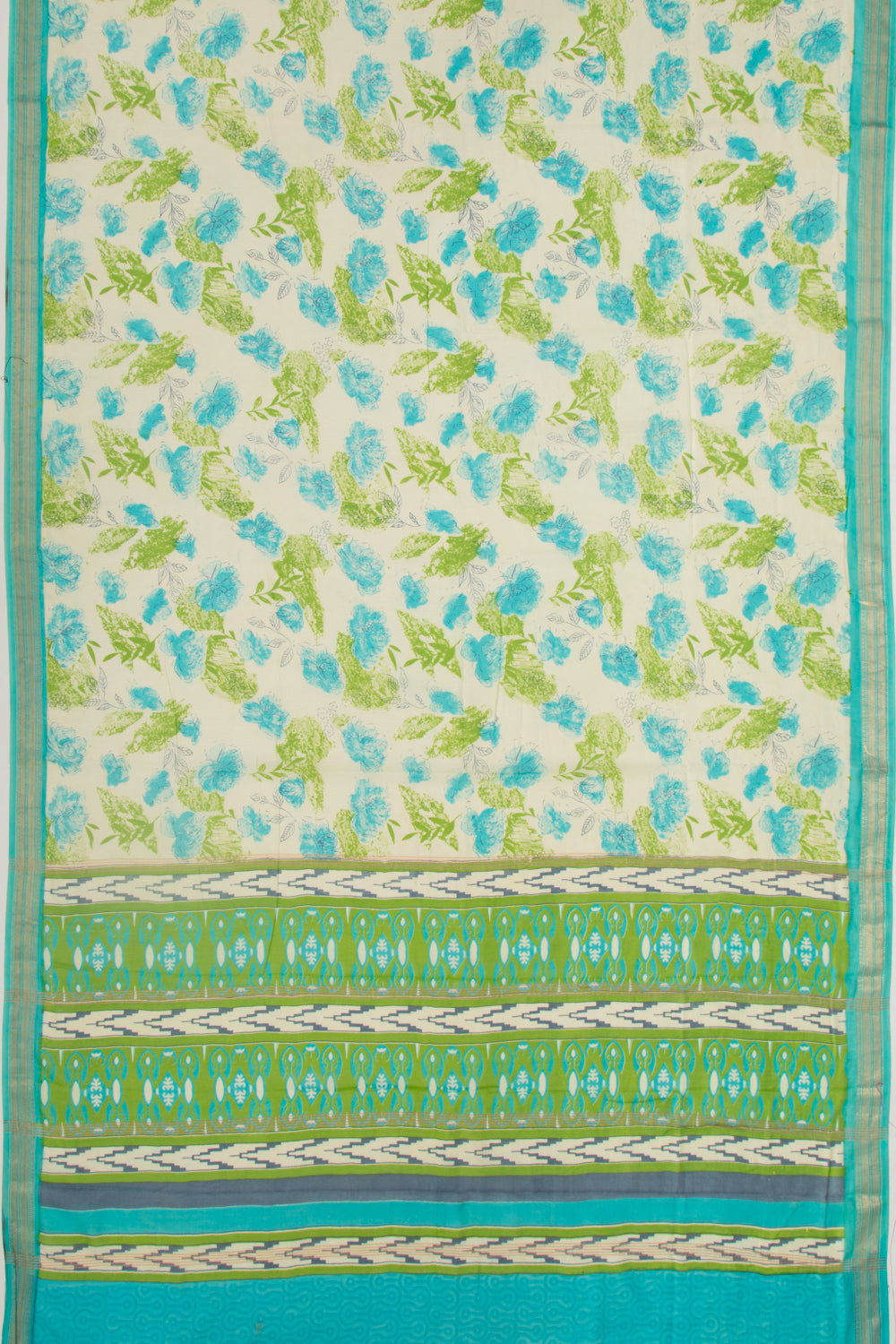 Chanderi Silk Batik Printed Green Saree