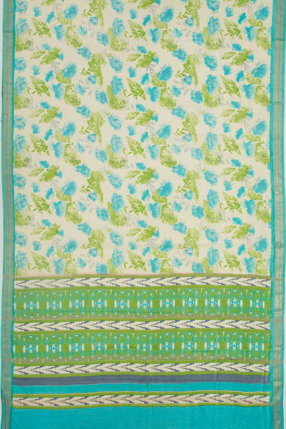 Chanderi Silk Batik Printed Green Saree