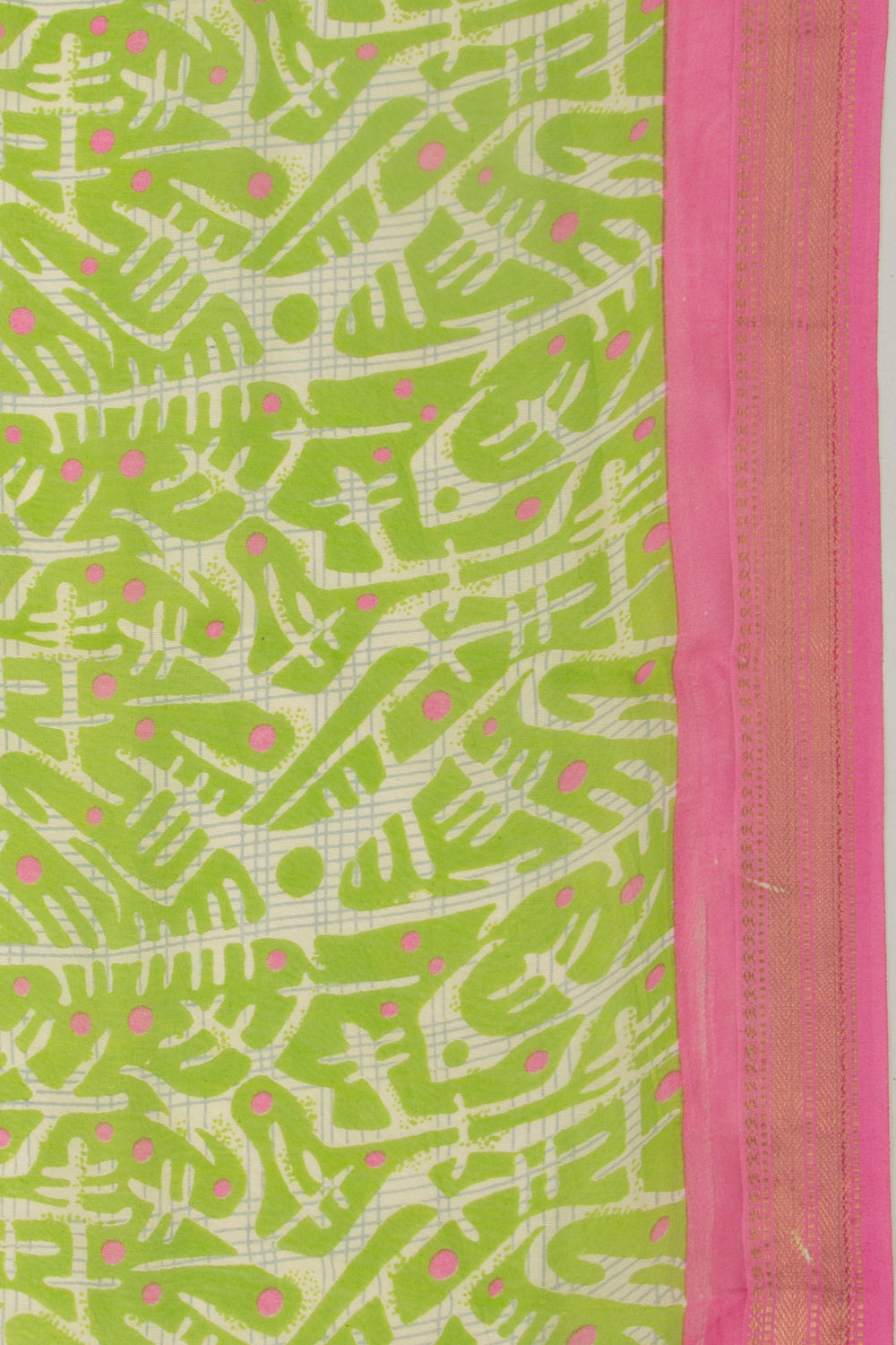 Chanderi Silk Batik Printed Green Saree