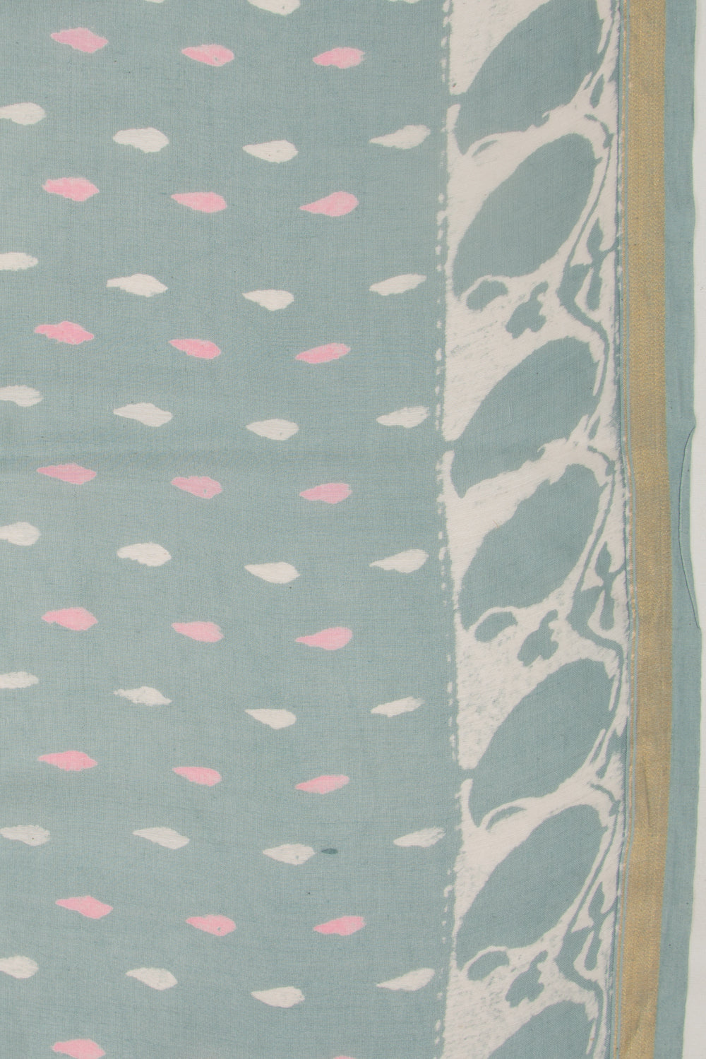 Chanderi Silk Batik Printed Elephant Grey Saree