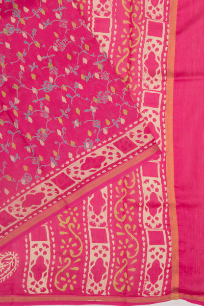 Chanderi Silk Batik Printed Pink Saree