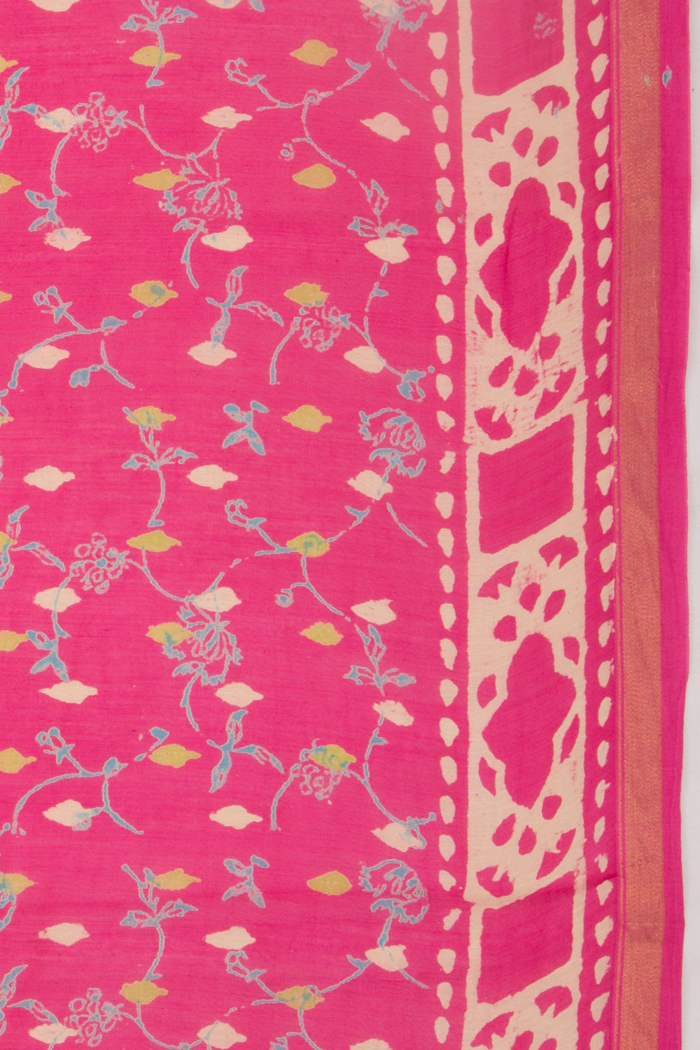 Chanderi Silk Batik Printed Pink Saree