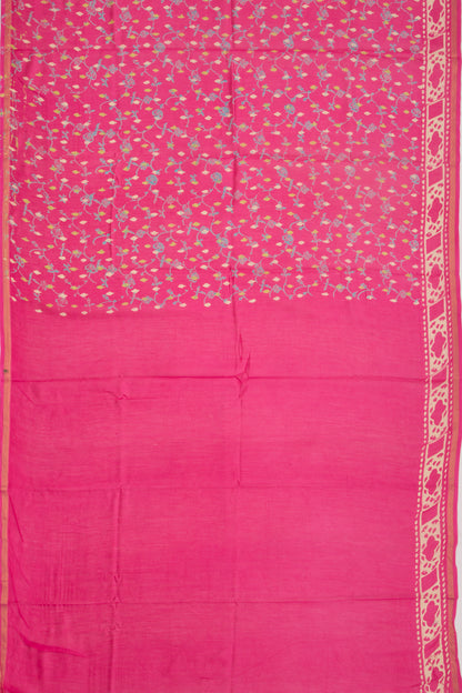 Chanderi Silk Batik Printed Pink Saree