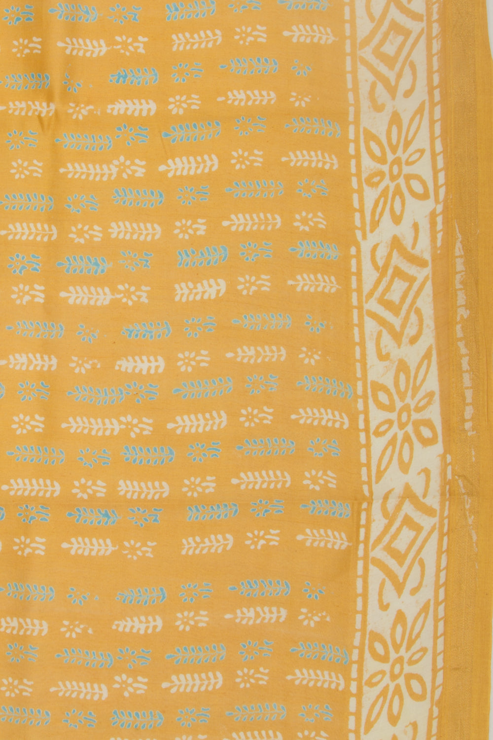 Chanderi Silk Batik Printed Mustard Yellow Saree
