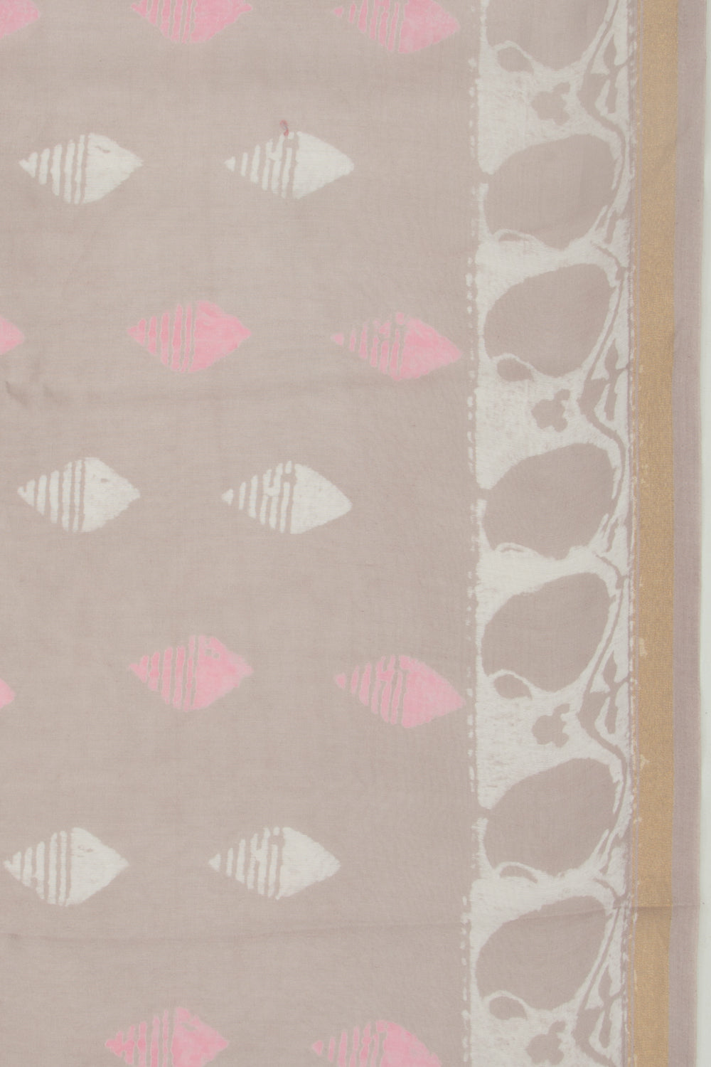 Chanderi Silk Batik Printed Grey Saree