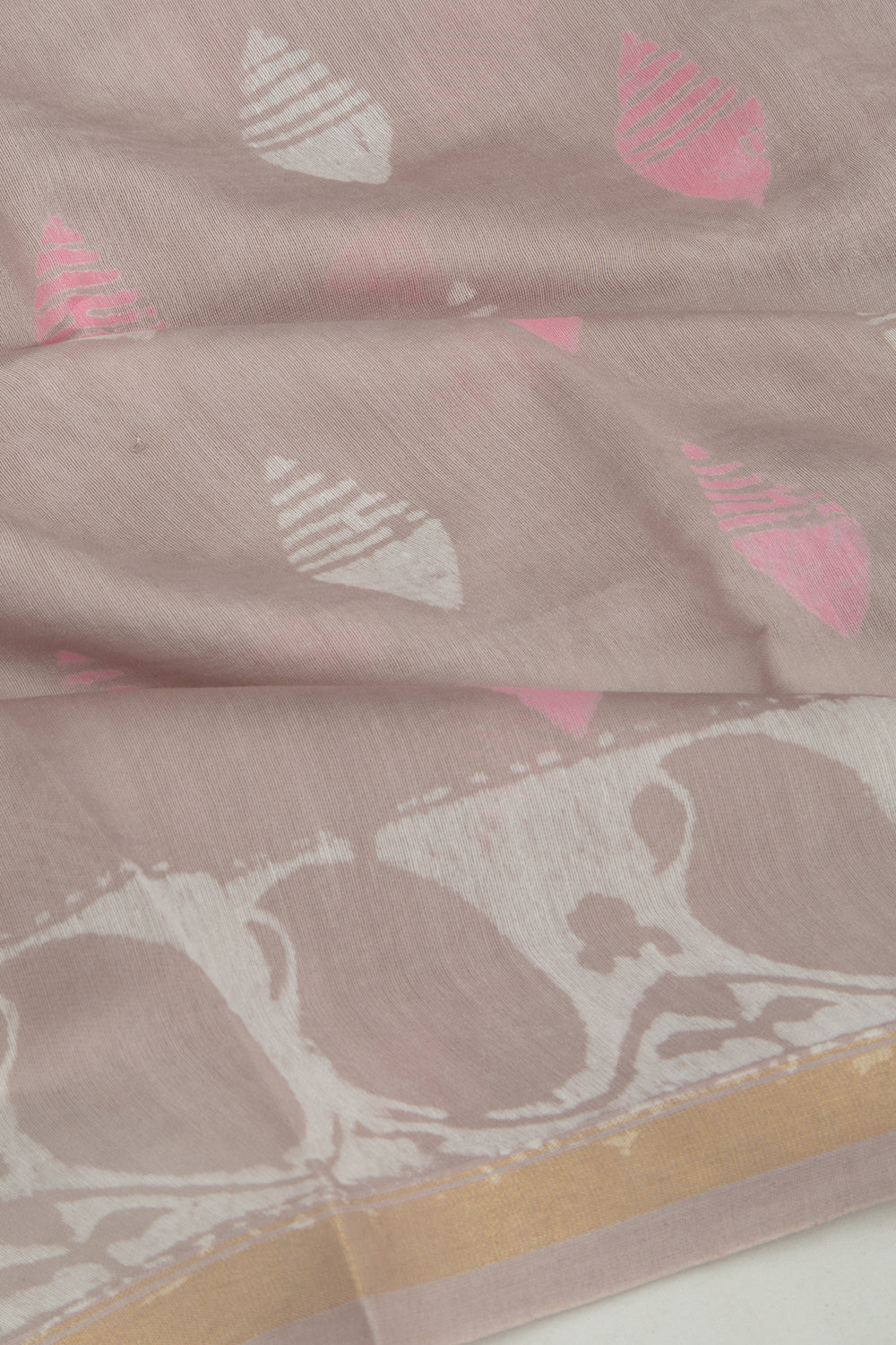 Chanderi Silk Batik Printed Grey Saree