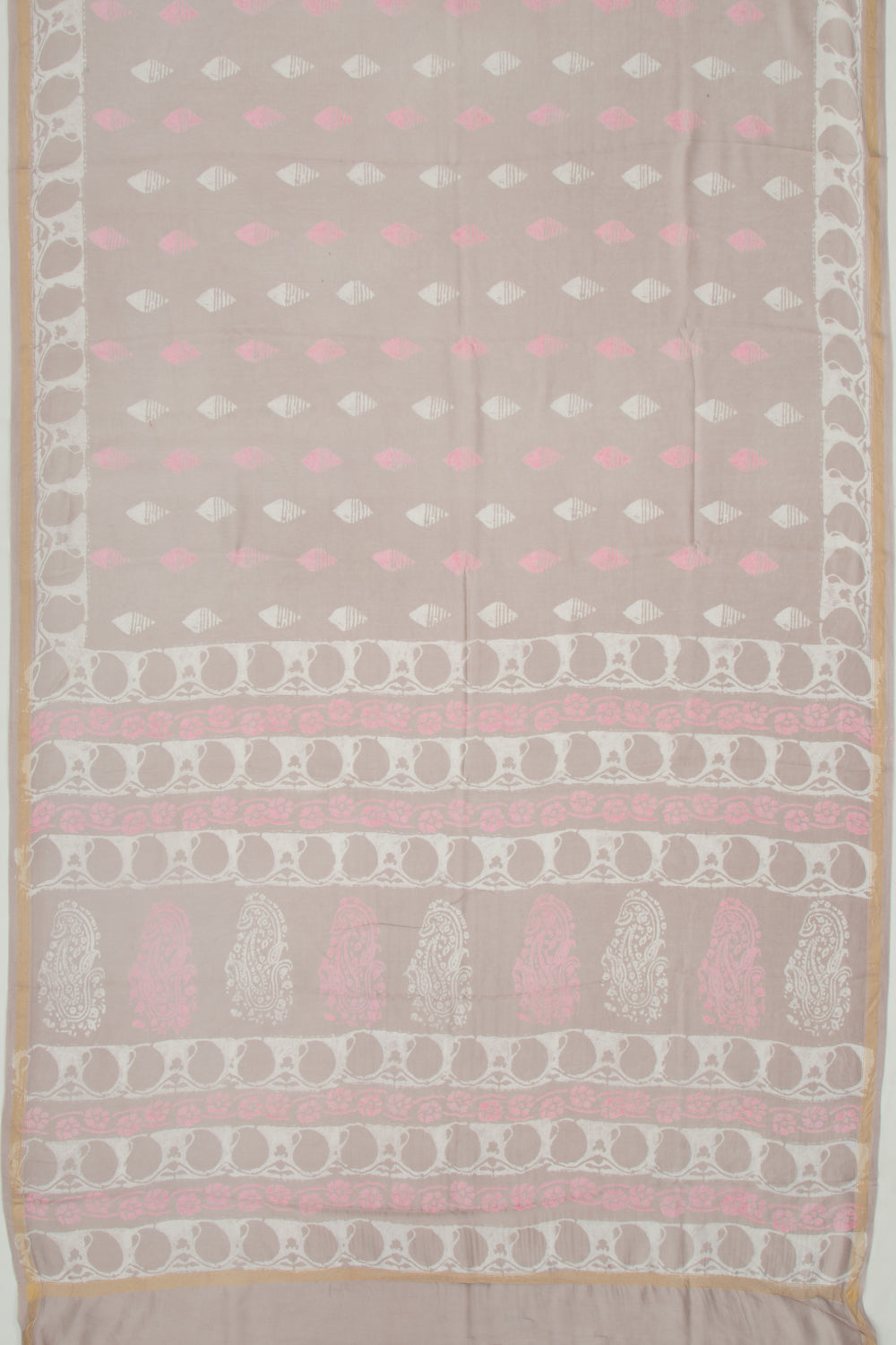 Chanderi Silk Batik Printed Grey Saree