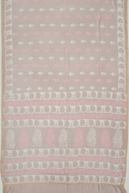 Chanderi Silk Batik Printed Grey Saree