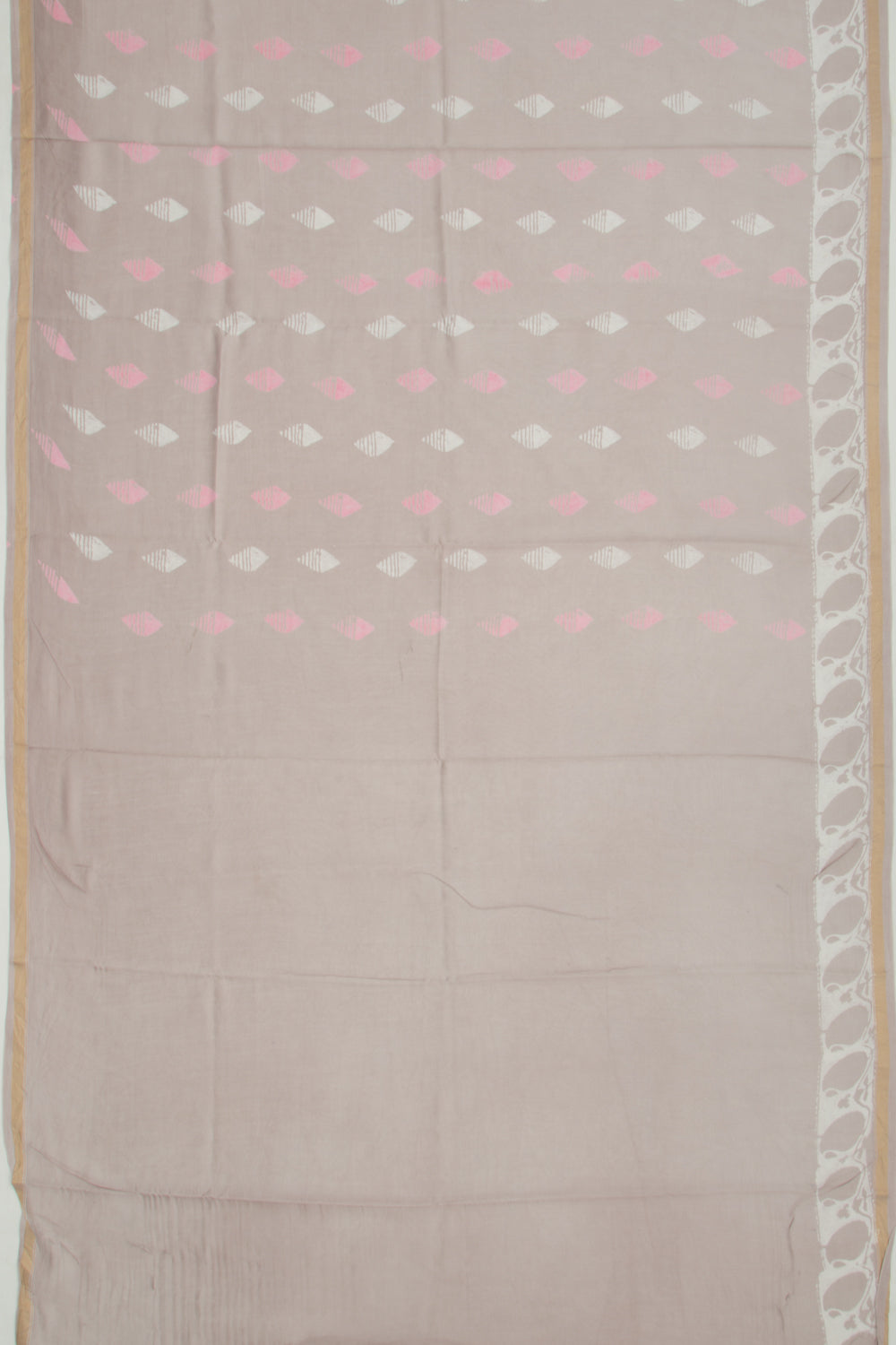 Chanderi Silk Batik Printed Grey Saree