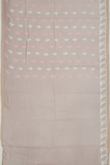 Chanderi Silk Batik Printed Grey Saree