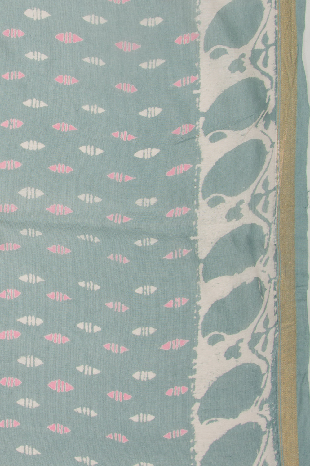 Chanderi Silk Batik Printed Pastel Blue Saree