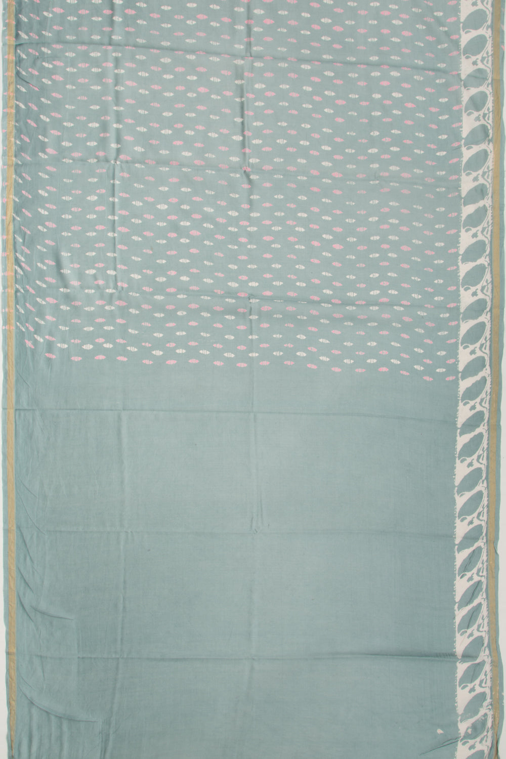 Chanderi Silk Batik Printed Pastel Blue Saree