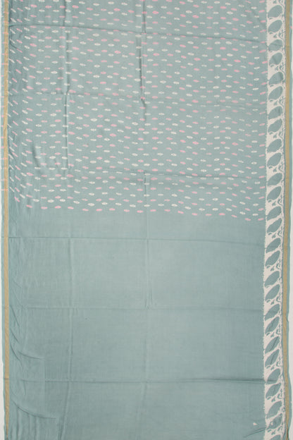 Chanderi Silk Batik Printed Pastel Blue Saree