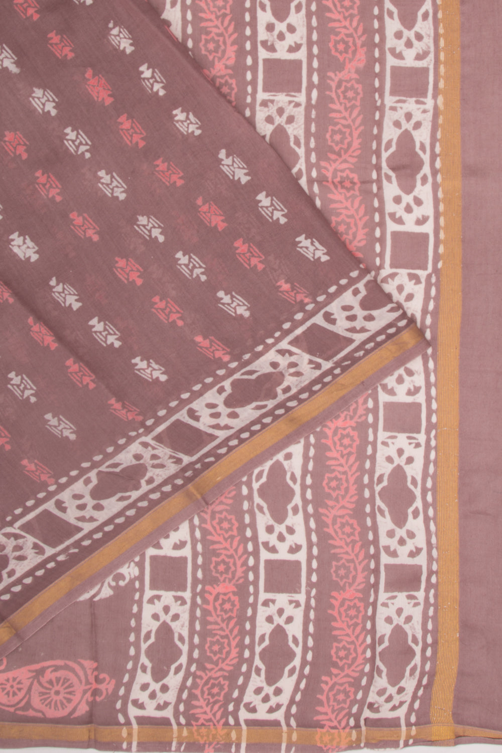 Chanderi Silk Batik Printed Snuff Saree