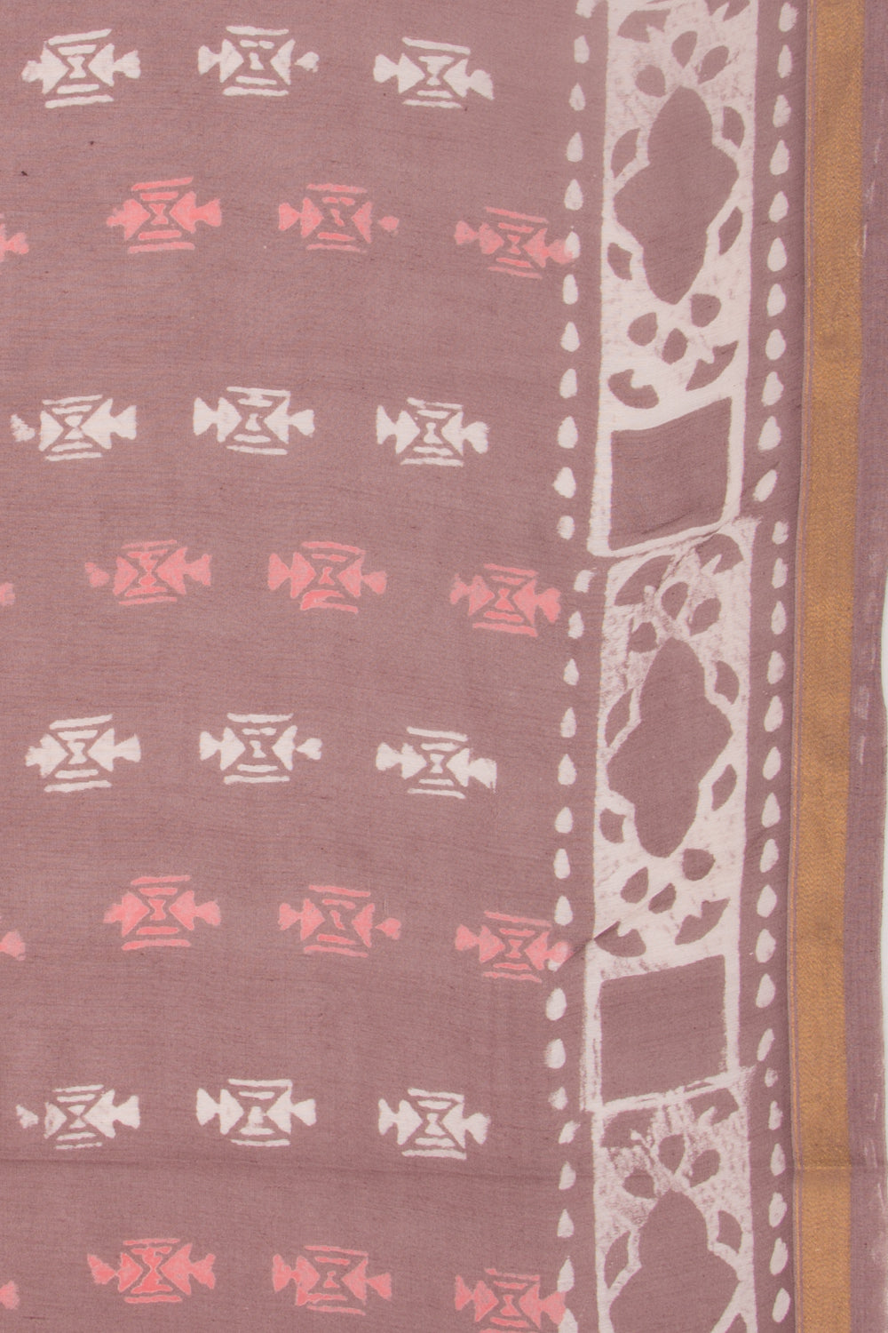 Chanderi Silk Batik Printed Snuff Saree