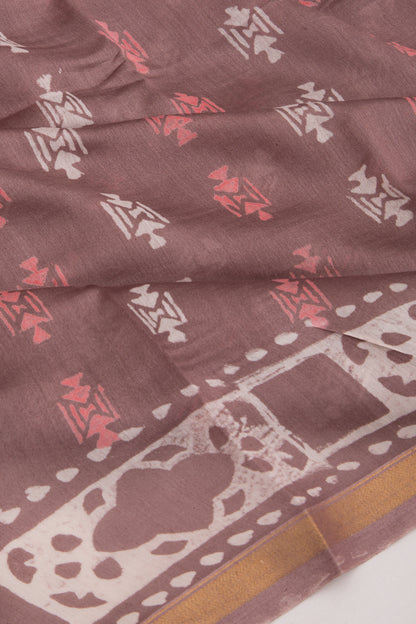 Chanderi Silk Batik Printed Snuff Saree