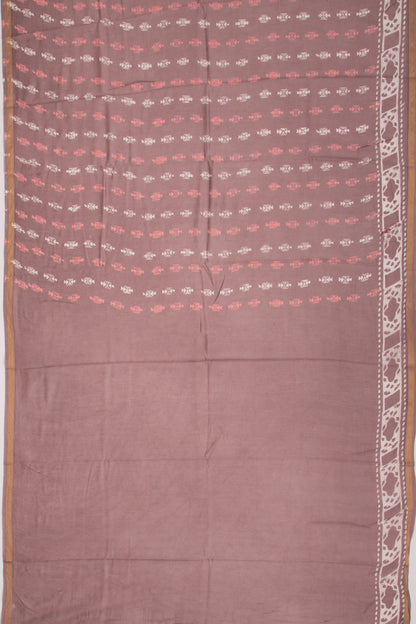 Chanderi Silk Batik Printed Snuff Saree