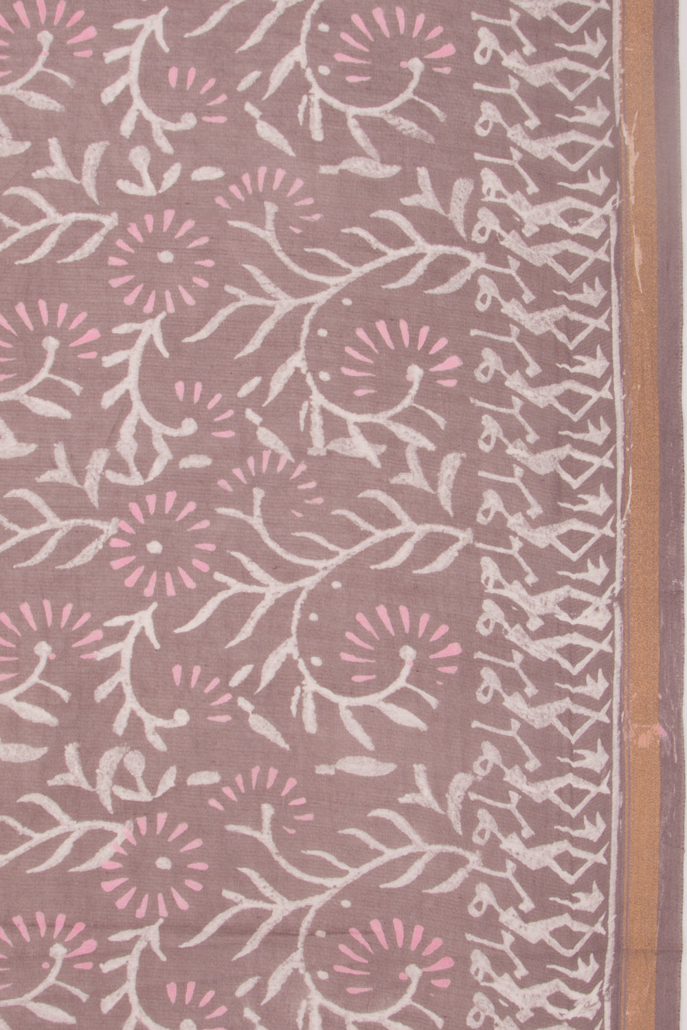 Chanderi Silk Batik Printed Snuff Saree