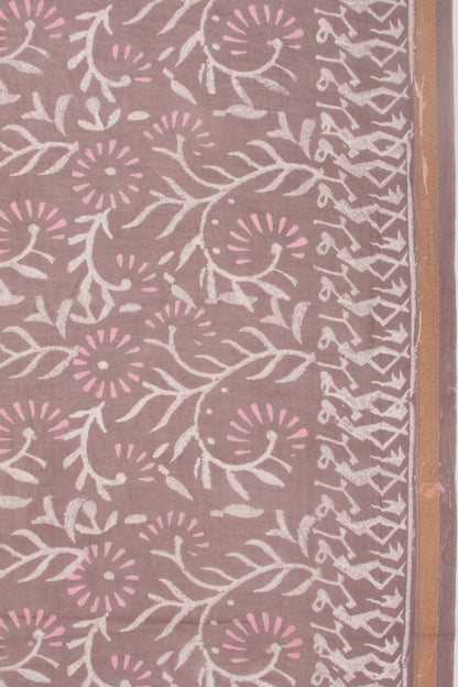 Chanderi Silk Batik Printed Snuff Saree