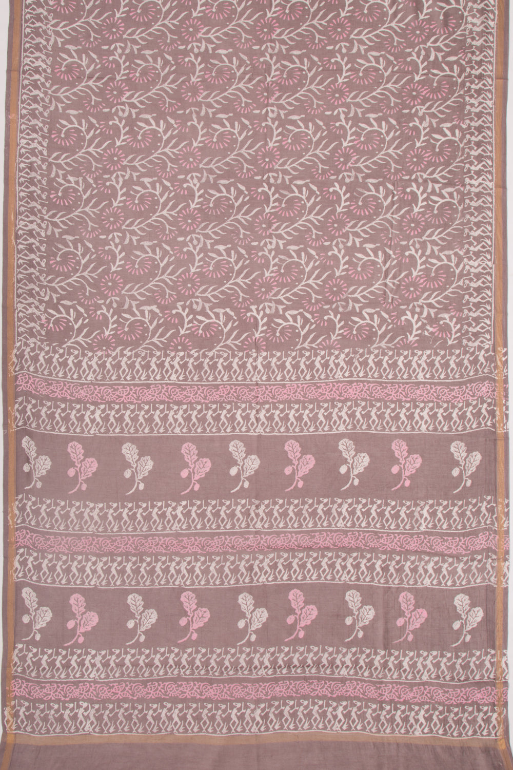 Chanderi Silk Batik Printed Snuff Saree