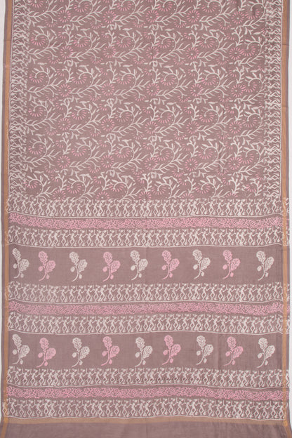 Chanderi Silk Batik Printed Snuff Saree
