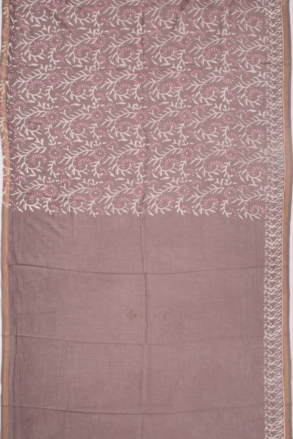 Chanderi Silk Batik Printed Snuff Saree