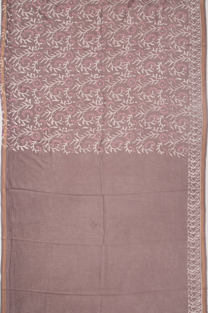 Chanderi Silk Batik Printed Snuff Saree