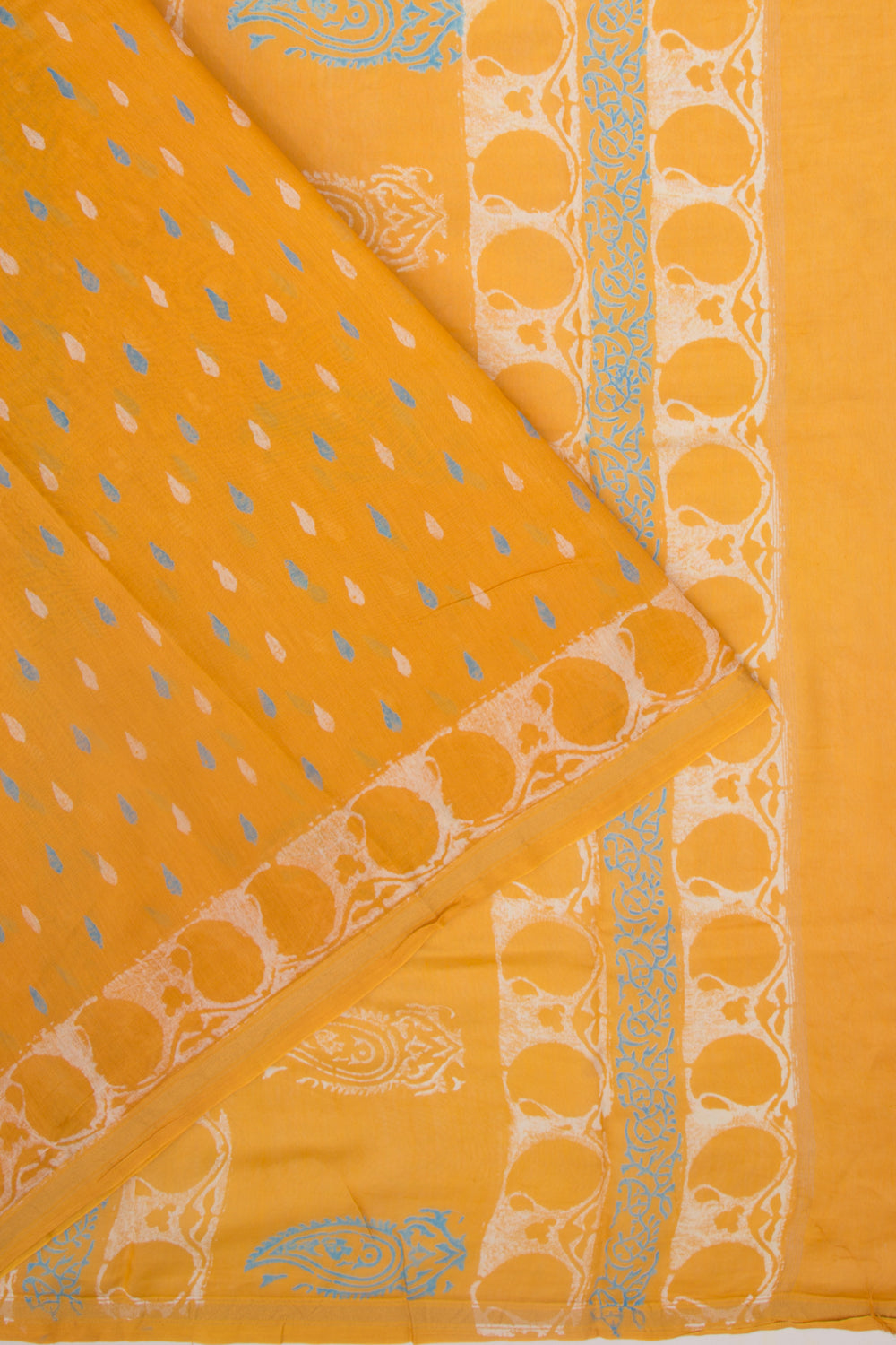 Chanderi Silk Batik Printed Yellow Saree