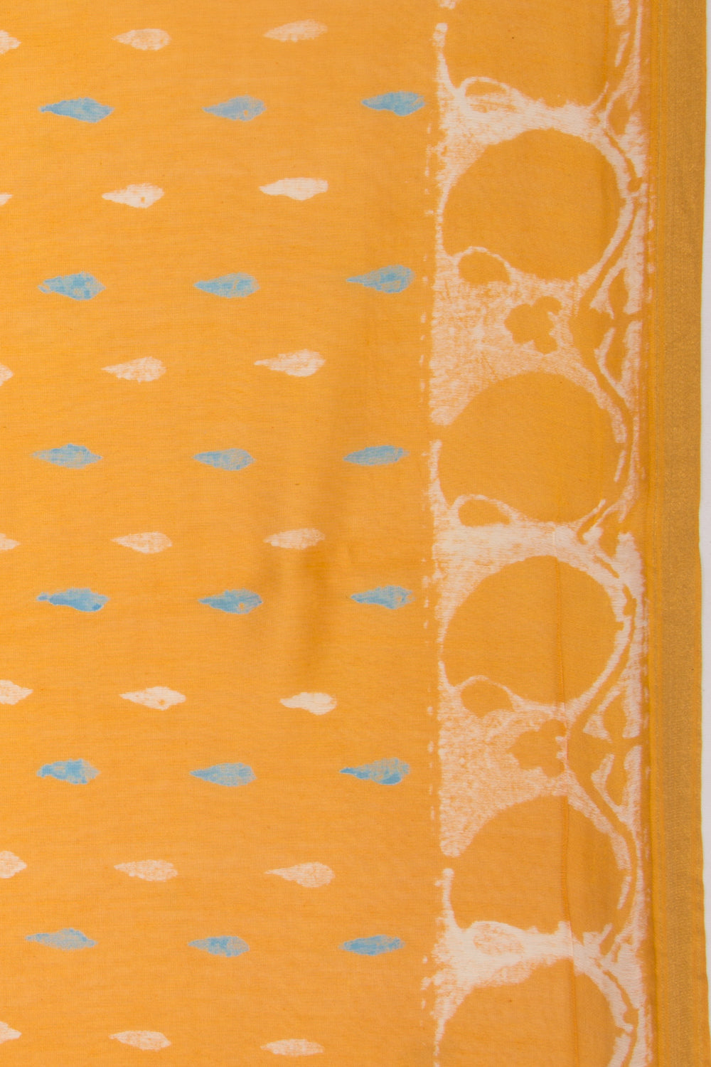 Chanderi Silk Batik Printed Yellow Saree