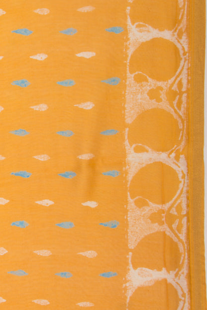 Chanderi Silk Batik Printed Yellow Saree