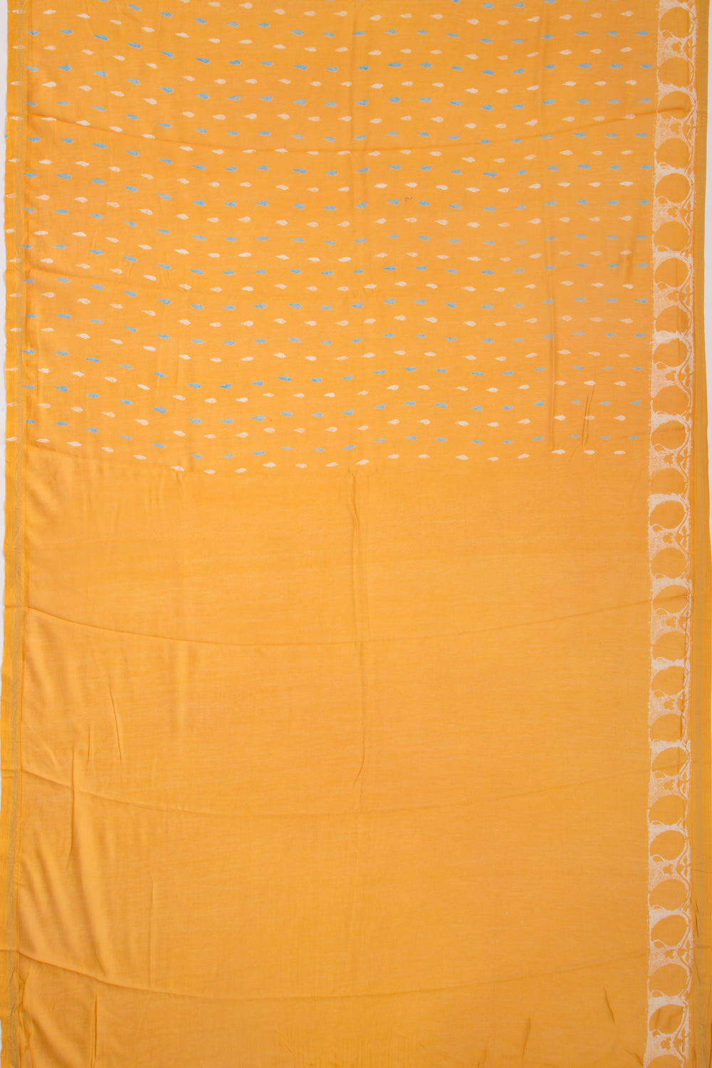 Chanderi Silk Batik Printed Yellow Saree