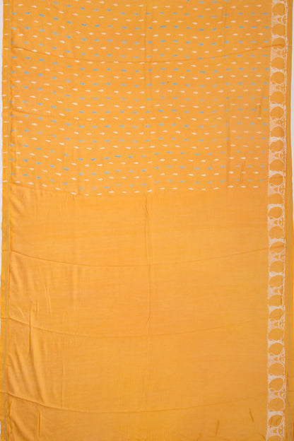 Chanderi Silk Batik Printed Yellow Saree