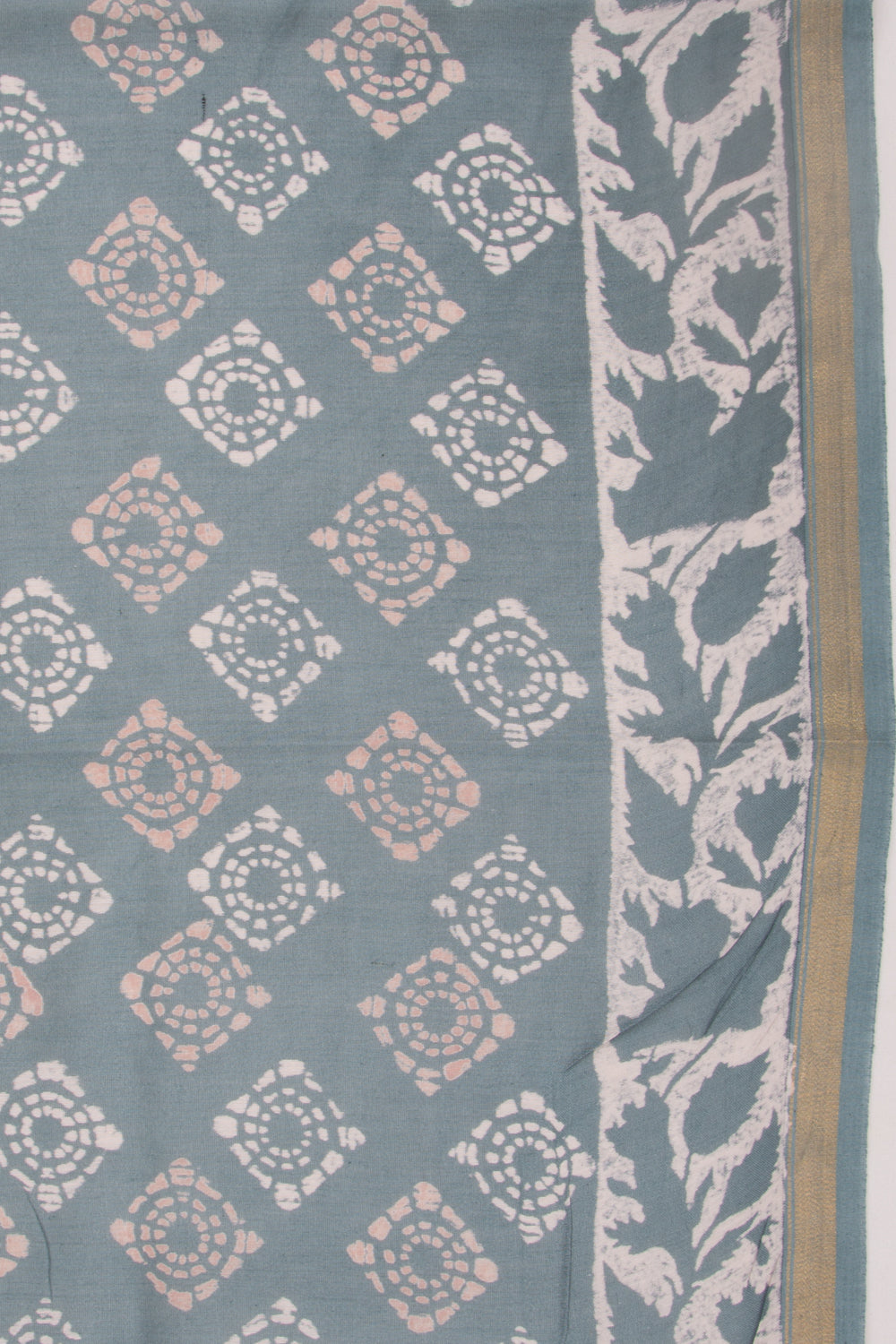 Chanderi Silk Batik Printed Grey Saree