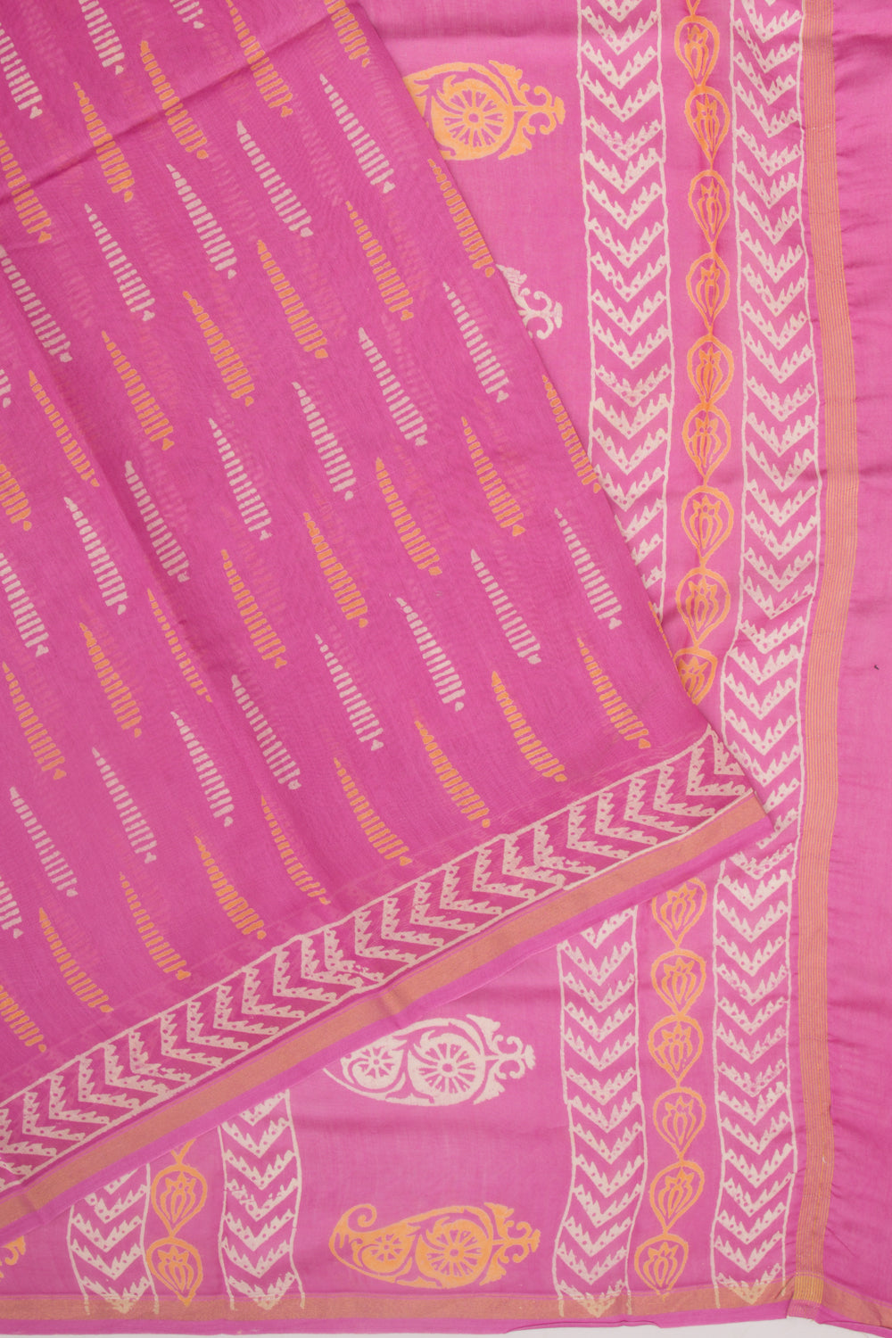 Chanderi Silk Batik Printed Pink Saree