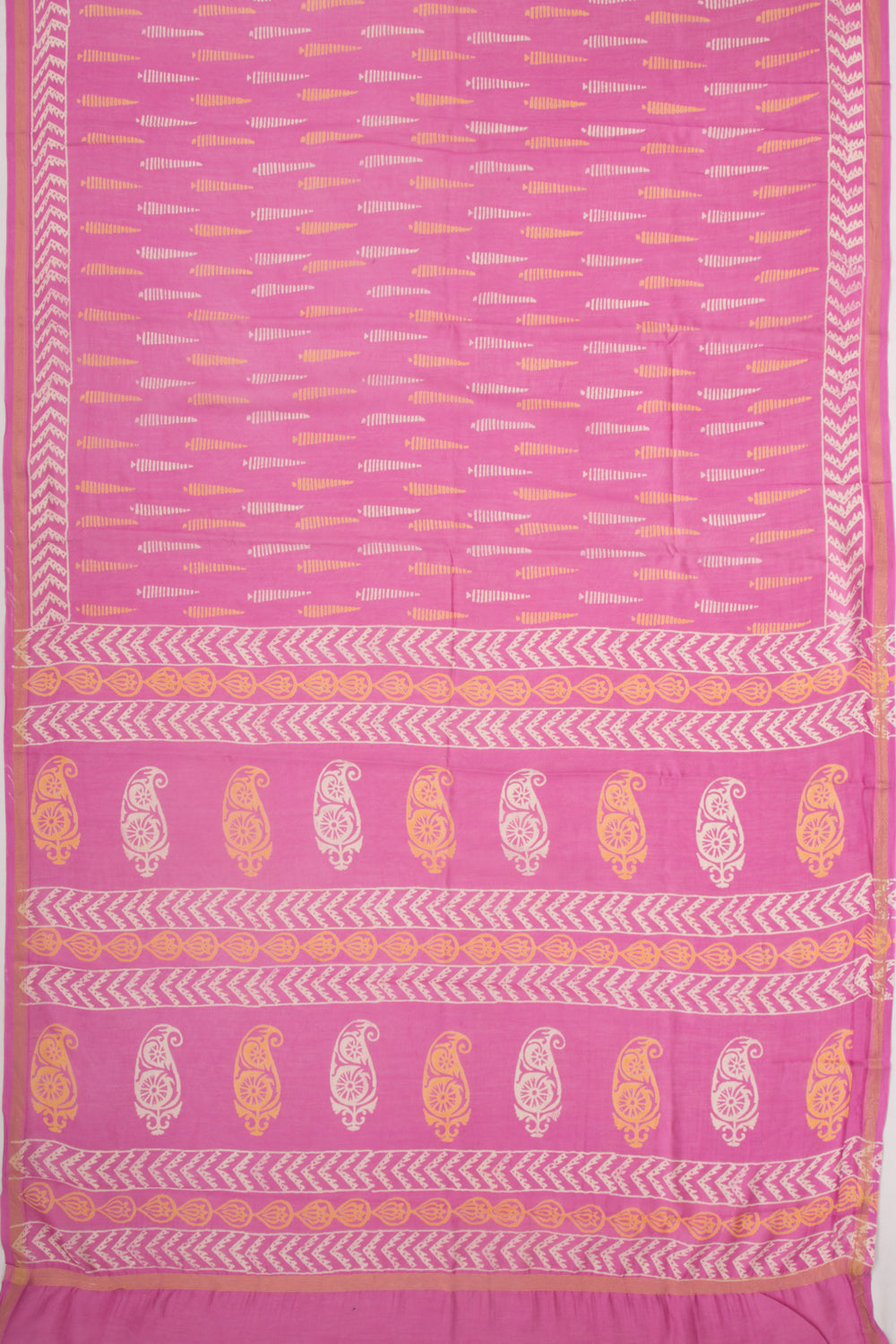 Chanderi Silk Batik Printed Pink Saree