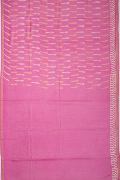 Chanderi Silk Batik Printed Pink Saree