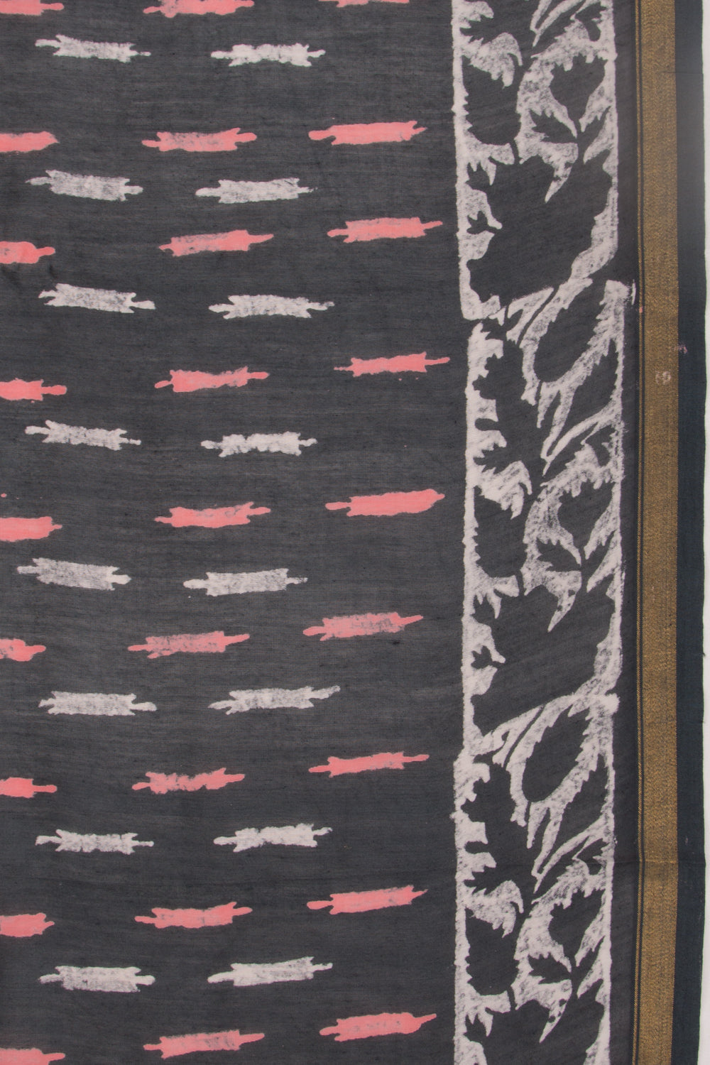 Chanderi Silk Batik Printed Black Saree