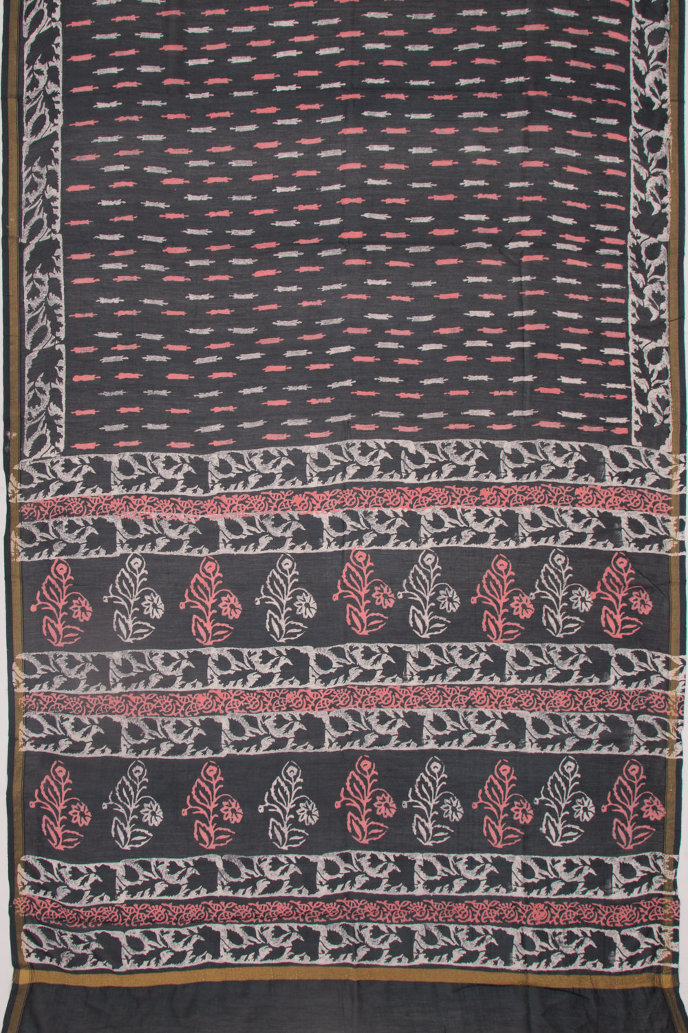 Chanderi Silk Batik Printed Black Saree