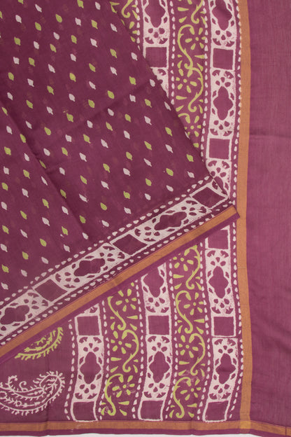 Chanderi Silk Batik Printed Burgundy Saree