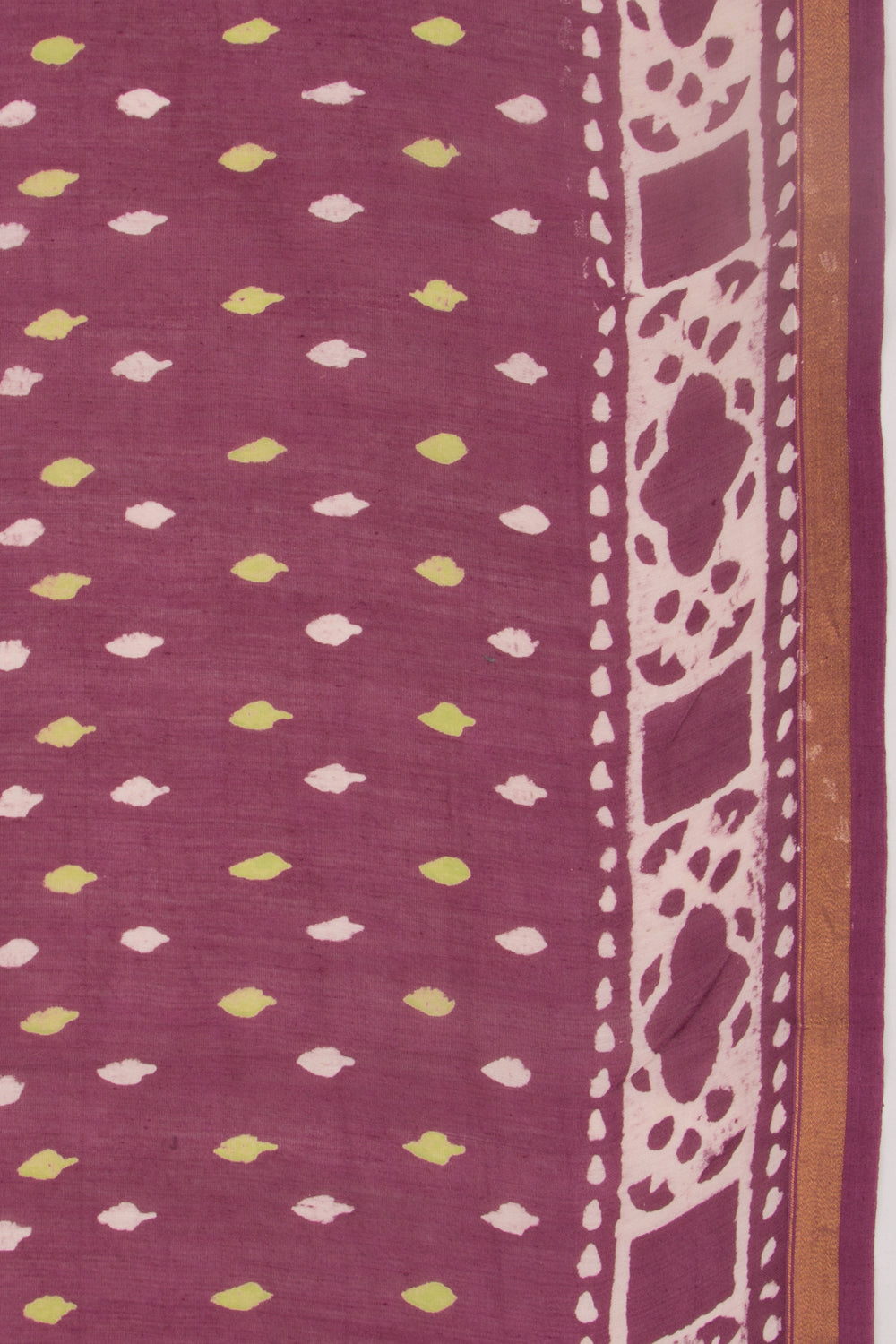 Chanderi Silk Batik Printed Burgundy Saree