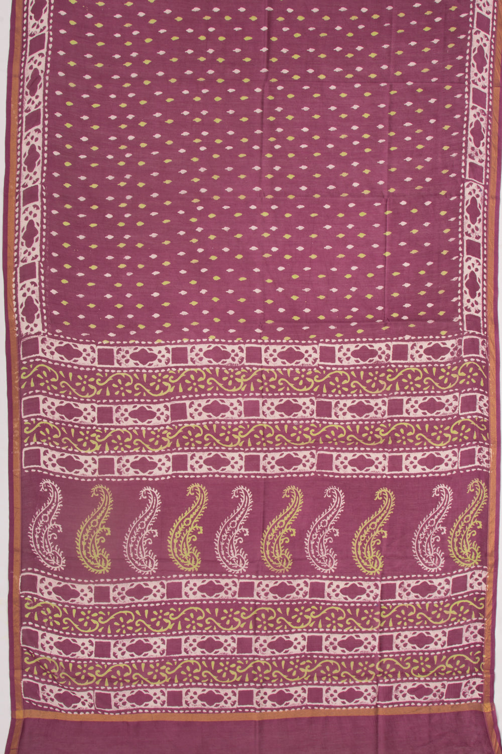 Chanderi Silk Batik Printed Burgundy Saree