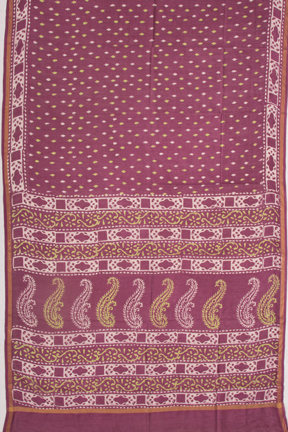 Chanderi Silk Batik Printed Burgundy Saree