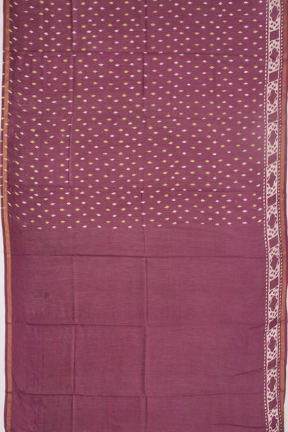 Chanderi Silk Batik Printed Burgundy Saree