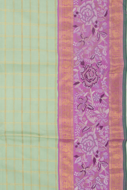 Kanchipuram Silk Checks Pastel Green Saree