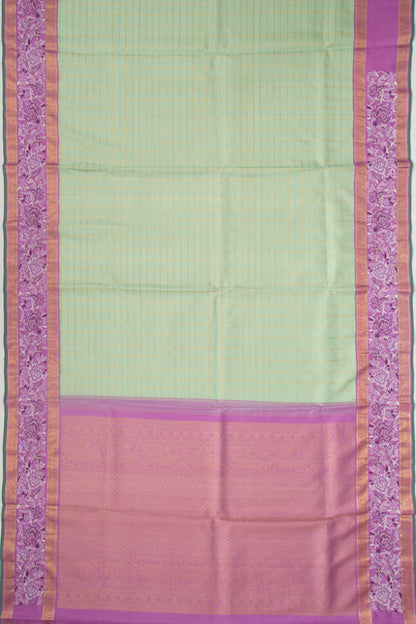 Kanchipuram Silk Checks Pastel Green Saree