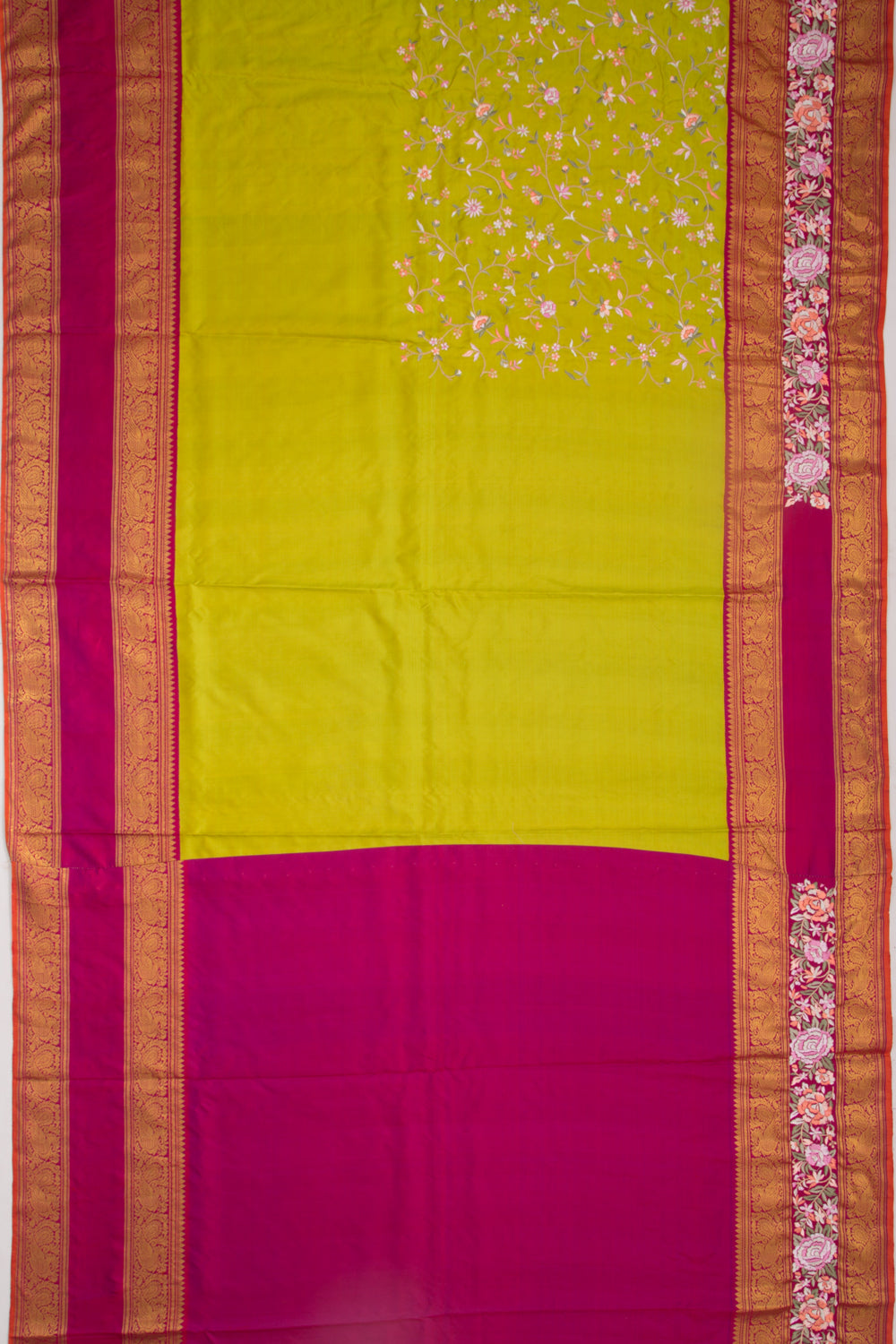 Petite Point Kanchipuram Silk All Over Green Saree