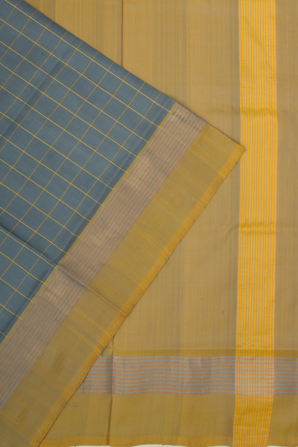 Uppada Silk Checks Grey Saree